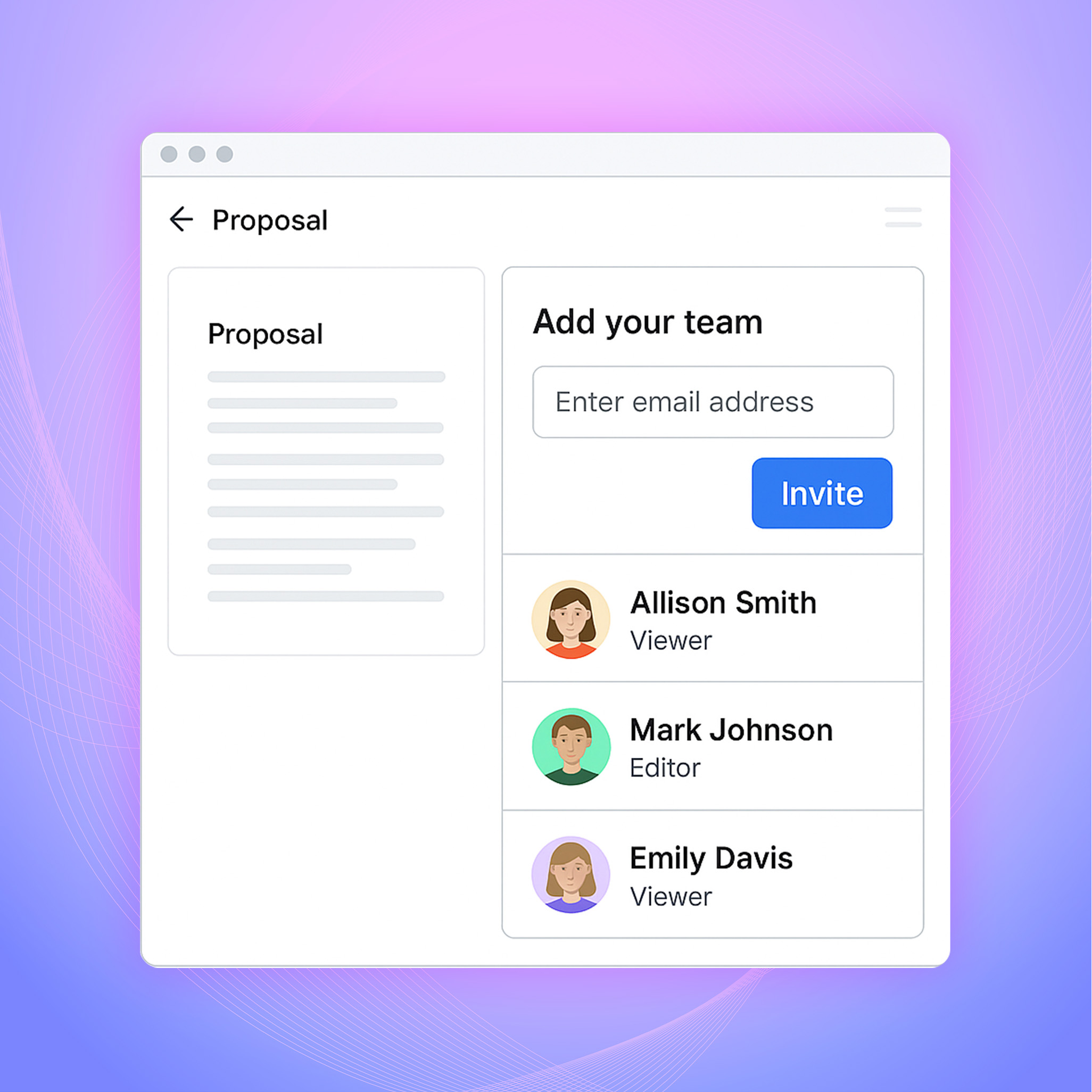 Add your team members to collaborate on the document